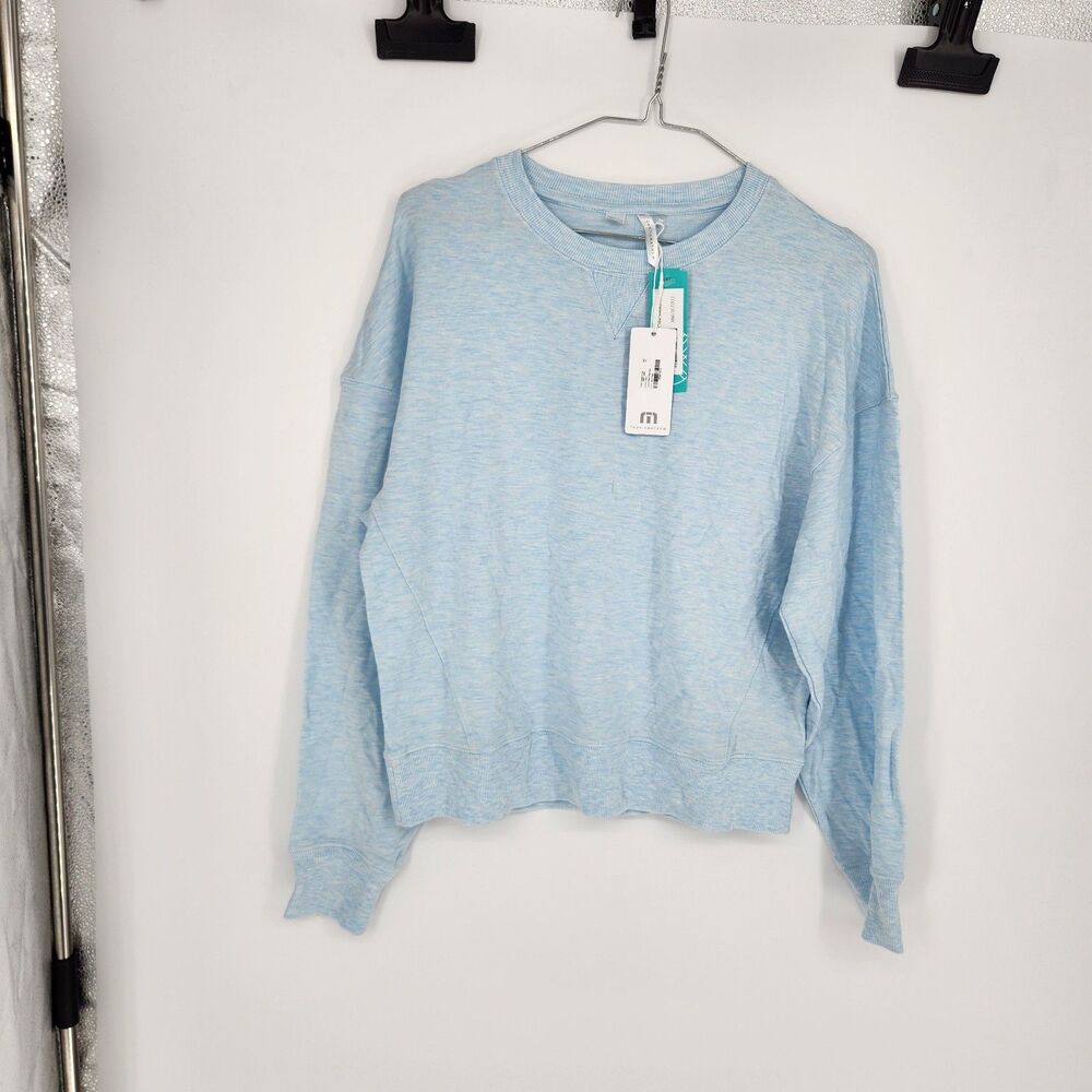 Travis Mathew Women's XS Light Blue Cloud Terry Crewneck Sweater NWT
